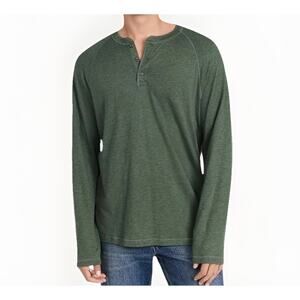 NWT Faherty Cloud Cotton Long Sleeve Henley Shirt Mens LG Hunter Heather Green